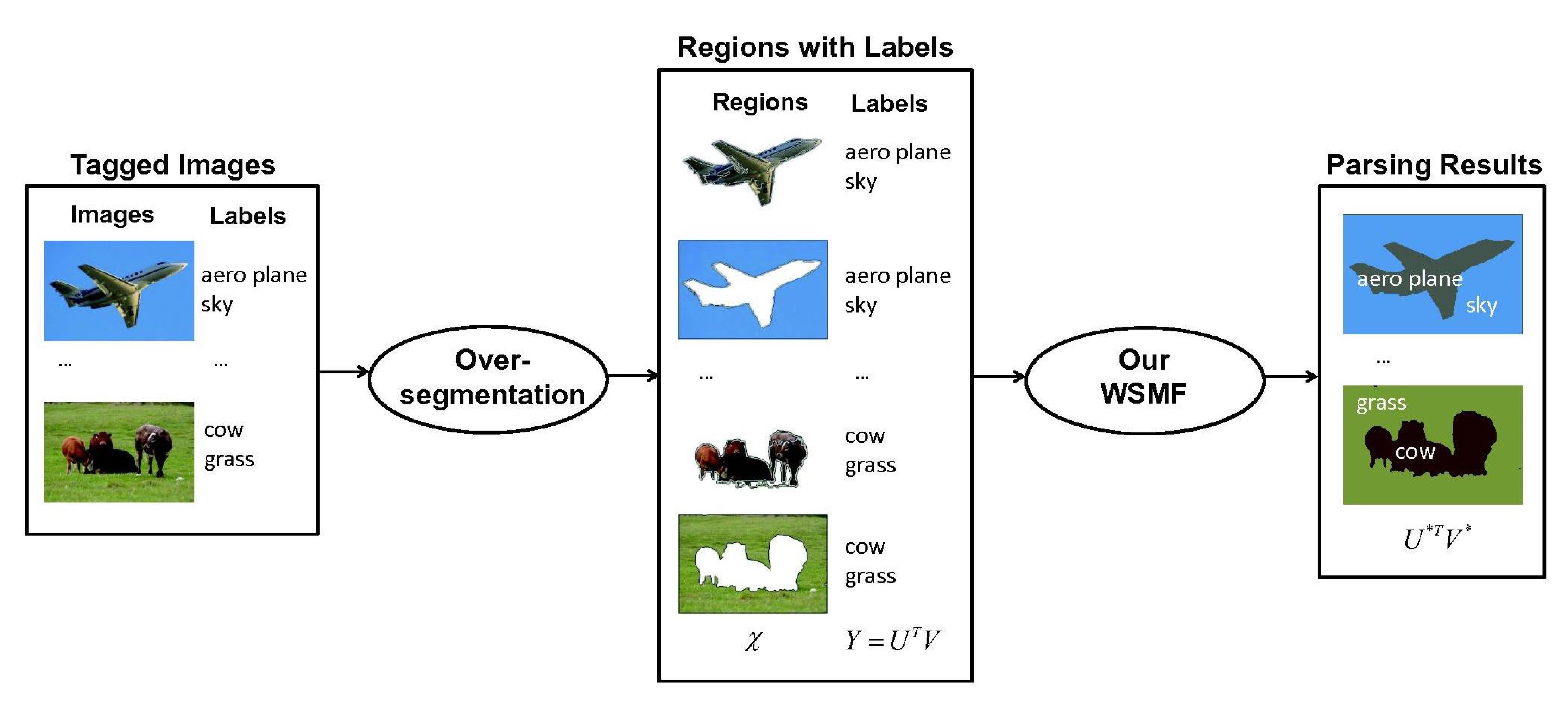 Weakly Supervised Matrix Factorization for Noisily Tagged Image Parsing